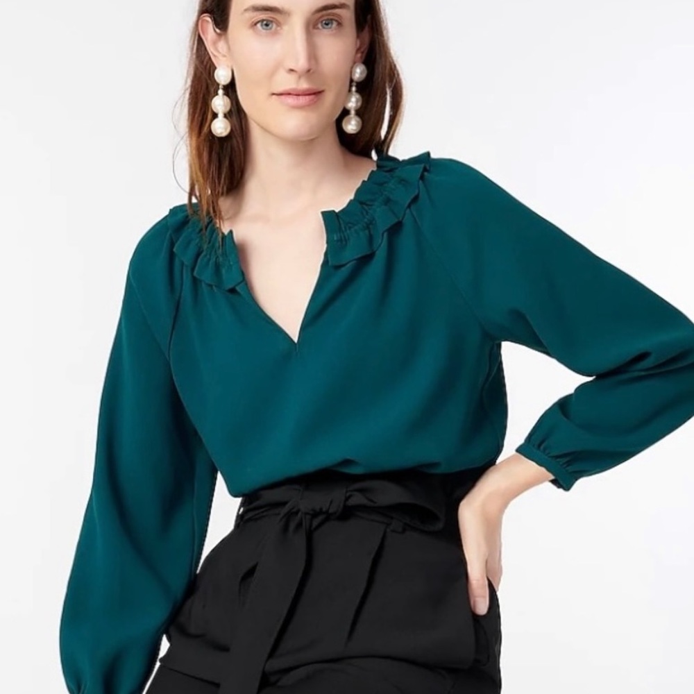 j.crew drapey ruffle neck top 365 crepe